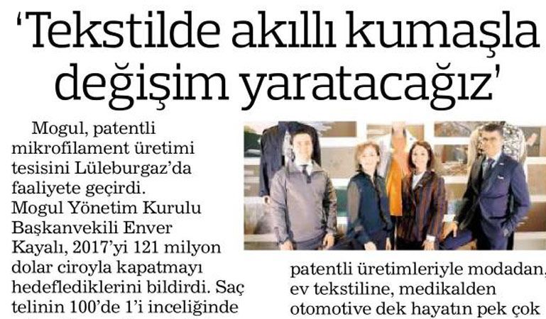 Tekstilde akıllı kumaşla değişim yaratacağız