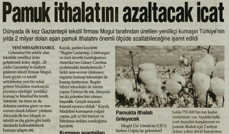Pamuk ithalatını azaltacak icat